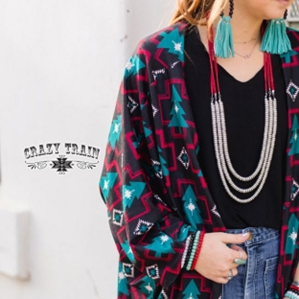 CRAZY TRAIN VACATION CARDIGAN TREES BRAND NEW